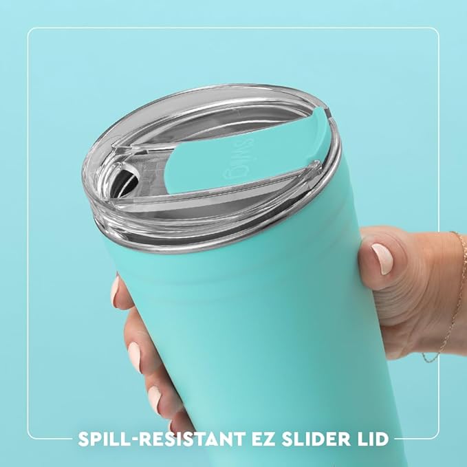 Swig Life 24oz Party Cup, Stackable Insulated Travel Coffee Tumbler with EZ Slider Lid, Cup Holder Friendly, Stainless Steel 24 oz Tumbler, Reusable Coffee Mug (Errbody Camp)