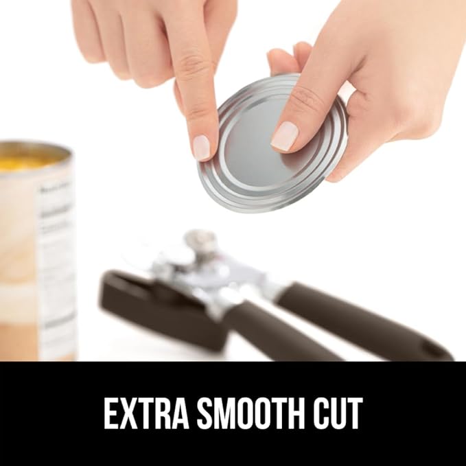 GORILLA GRIP Heavy Duty Stainless Steel Smooth Edge Manual Can Opener and Bottle Openers, Soft Comfortable Handle, Oversized Handheld Turn Knob, US Designed Multifunctional Kitchen Tool, Coffee