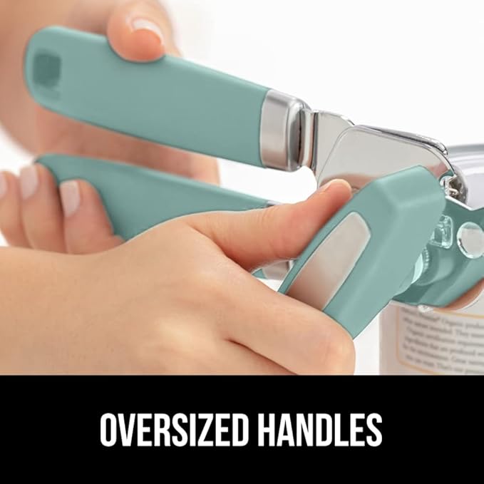 GORILLA GRIP Heavy Duty Stainless Steel Smooth Edge Manual Can Opener and Bottle Openers, Soft Comfortable Handle, Oversized Handheld Turn Knob, US Designed Multifunctional Kitchen Tool, Mint