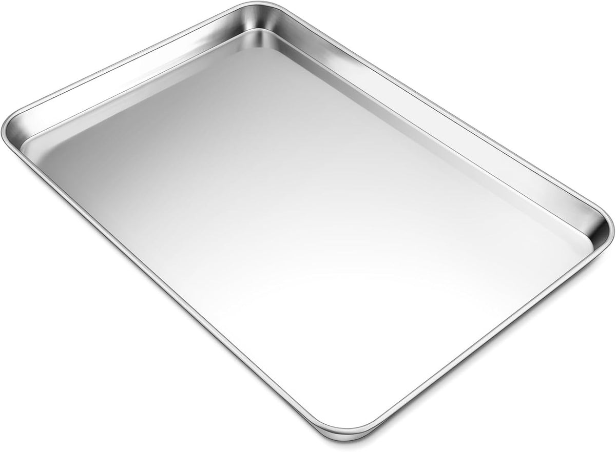 P&P CHEF 19.6 Inch Baking Cookie Sheet, Oven Pan Tray Stainless Steel Sheet Pan for Kitchen, Oven Bakeware for Multi Uses, Shiny Look & Dishwasher Safe, Healthy & Heavy Duty, 1Pc