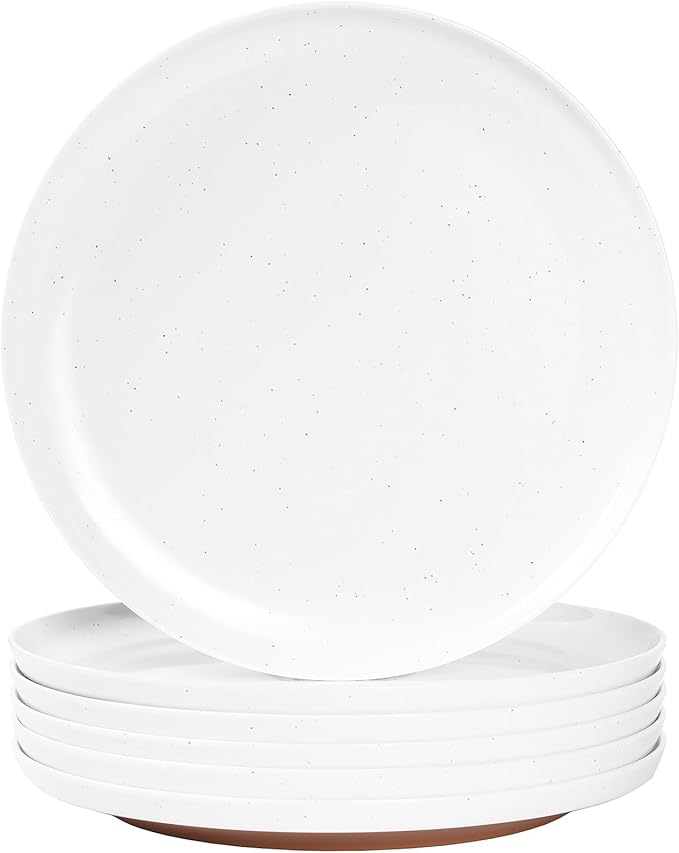 Webbylee Melamine Dessert Plates Set of 6-7.56" Serving Durable Dishes Perfect for Kitchen Outdoor Use,Durable Small Plates for Salad-White & Brown