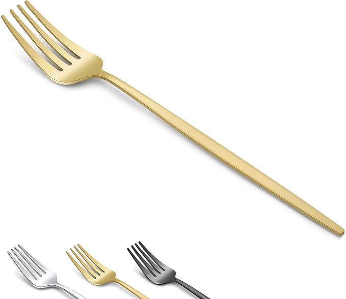 Pleafind 36-Pcs Matte Gold Dinner Forks, 8.4 Inch Forks Silverware, Stainless Steel Fork, Silverware Fork, Mirror Polished Metal Forks for Home, Kitchen, Restaurant, Dishwasher Safe