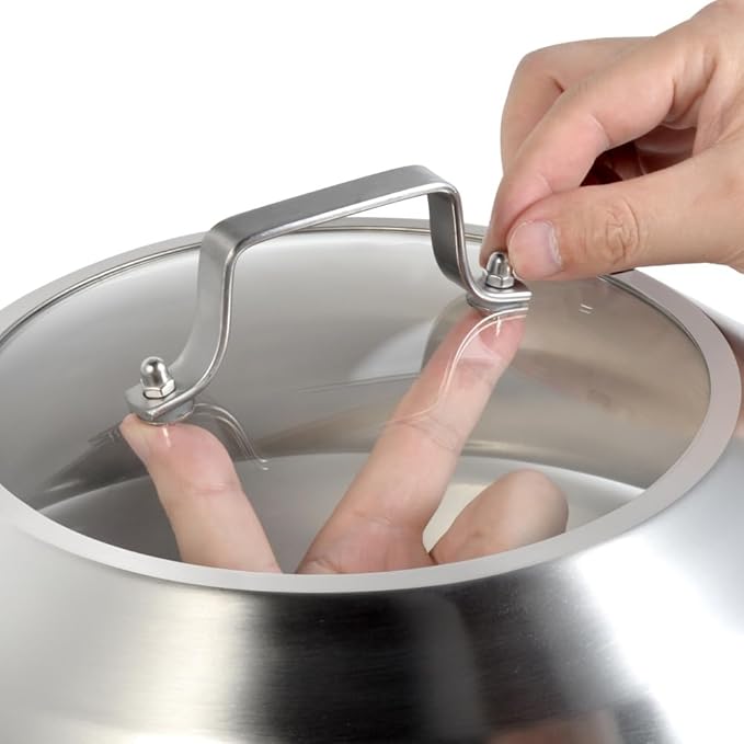 12.75 Inch Stainless Steel Basting Cover, Melting Dome for Griddle Cooking, Round Steaming Cover Lid with Tempered Glass Top and Steam Holes, Dishwasher Safe (12.75")
