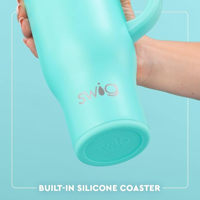 Swig Life 30oz Mega Mug, 30 oz Tumbler with Handle and Straw, Cup Holder Friendly, Dishwasher Safe, Extra Large Insulated Tumbler, Stainless Steel Water Bottle (Let's Go Girls)