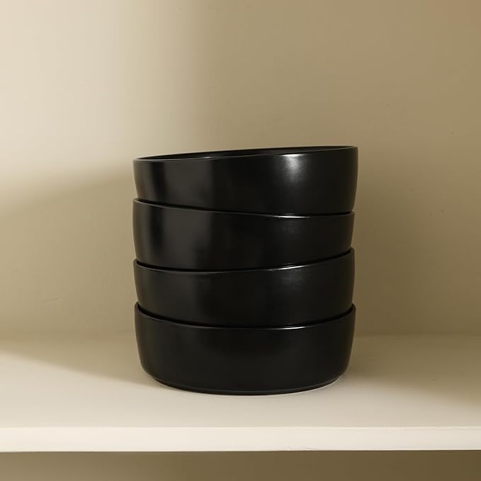 Stone Lain Eden 4-Piece Pasta Bowl Set Stoneware, Black