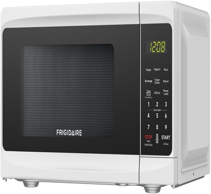 Frigidaire Countertop Microwave - Digital Control Panel - 6 Auto Cooking Settings - 10 Power Levels - Child Safety Lock - 0.7 Cu. Ft., White