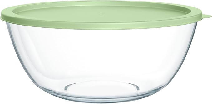 Extra Large Glass Mixing Bowls Clear Glass Salad Cooking Bowls for Kitchen Salad Bread Storage (4.7Qt)