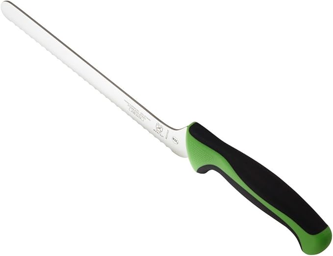 Mercer Culinary Millennia Colors 8-Inch Offset Wavy Edge Bread Knife, Green