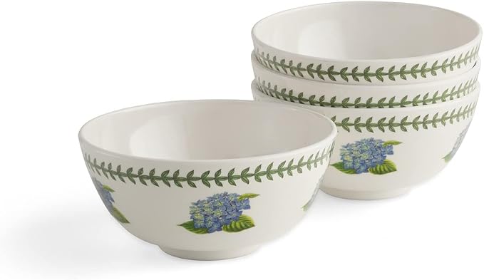 Portmeirion Botanic Garden 12-Piece Melamine Dinnerware Set (Set for 4) - Assorted Floral Motifs, BPA-Free, Shatterproof, Dishwasher Safe, Farmhouse Dinnerware for Indoor & Outdoor Use
