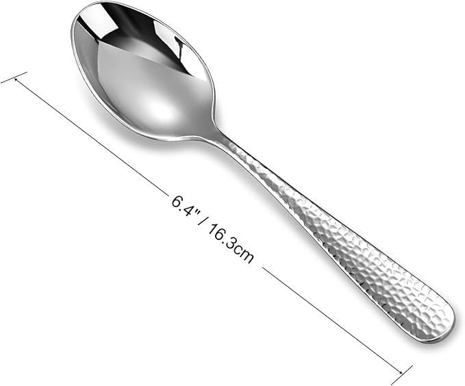 KEAWELL Premium 4-Piece Louise Hammered Spoons Set, 18/10 Stainless Steel, Set of 4, Fine Spoon Set with Round Edge, Dishwasher Safe (6.4" Teaspoons)