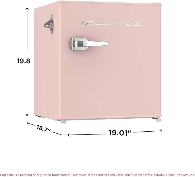 Frigidaire Coral EFR176- AMZ EFR176 Retro Mini Refrigerator-Energy Saving-Adjustable Thermostat Control-Side Mounted Bottle Opener-Ideal for for Dorm, Office, RV, Garage, Apartment 1.6 Cubic Feet