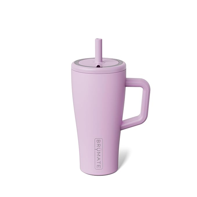 BrüMate Era 20 oz Tumbler with Handle and Straw | 100% Leakproof Insulated Tumbler with Lid and Straw | Made of Stainless Steel | Cup Holder Friendly Base | 20oz (Lavender)