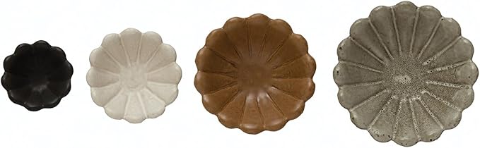 Creative Co-Op Stoneware Flower Bowls, 6" L x 6" W x 3" H, Multicolor