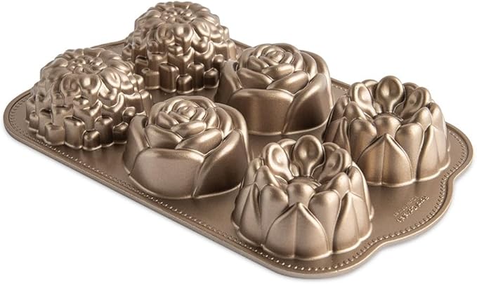 Nordic Ware Floral Cakelet, 3 Cups, Toffee