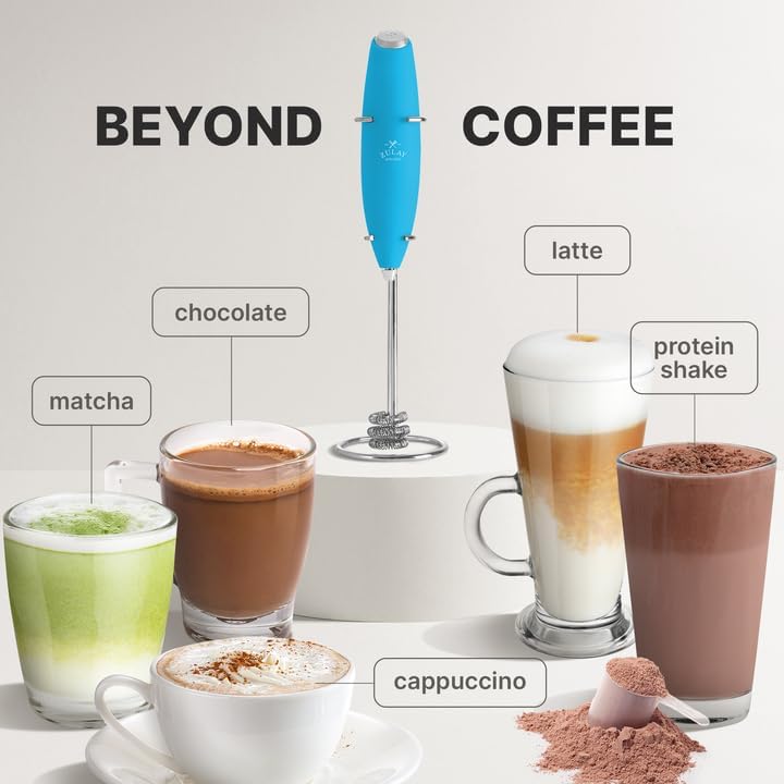 Zulay Kitchen Milk Frother with Patented Tornado Triple Whisk – Handheld Foam Maker for Coffee, Lattes, Matcha & Hot Chocolate – Rich, Creamy Froth in Seconds -