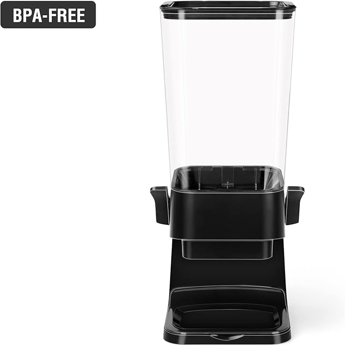 Cereal Dispenser Countertop Dual Dry Food Dispenser Large Cereal Containers Storage Organizer Dispensador De Cereales Candy Machine Rice Dispenser For Snack,Nuts, Granola(Black,1PC)