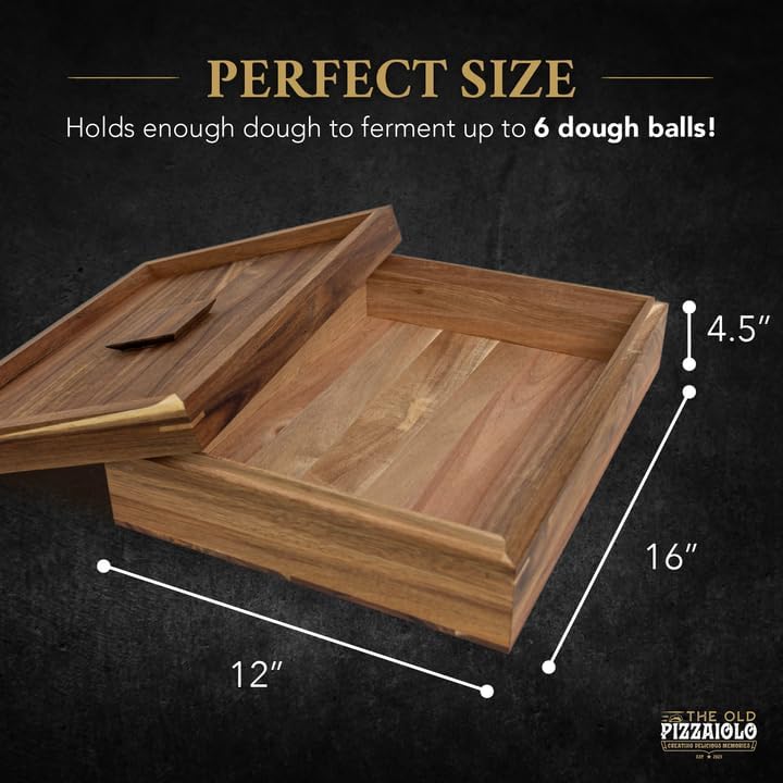 Wooden Pizza Dough Proofing Box w/Lid – 16” x 12” – Made From Natural Acacia Wood – 2-Pack