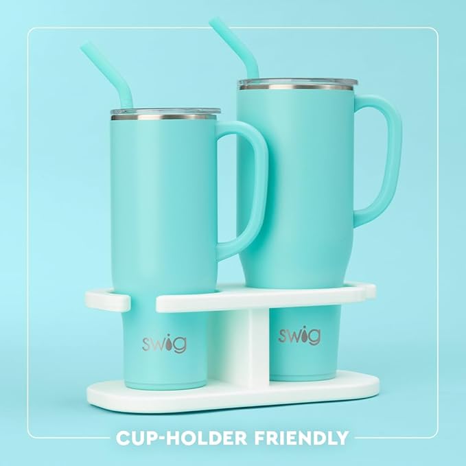Swig Life 30oz Mega Mug, 30 oz Tumbler with Handle and Straw, Cup Holder Friendly, Dishwasher Safe, Extra Large Insulated Tumbler, Stainless Steel Water Bottle (Let's Go Girls)