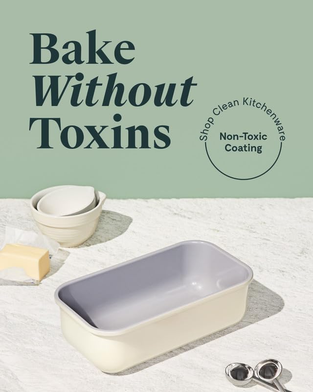 Caraway Non-Stick Ceramic 1 lb Loaf Pan - Naturally Slick Ceramic Coating - Non-Toxic, PTFE & PFOA Free - Perfect for Pound Cakes, Breads, & More - Marigold