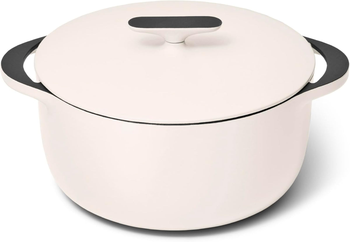 Caraway Enameled Dutch Oven - 6.5 qt Cast Iron Dutch Oven With Lid - 3 Layer Enamel Coating - No Seasoning Required - Compatible With All Stovetops - Oven Safe - No Forever Chemicals - Cream