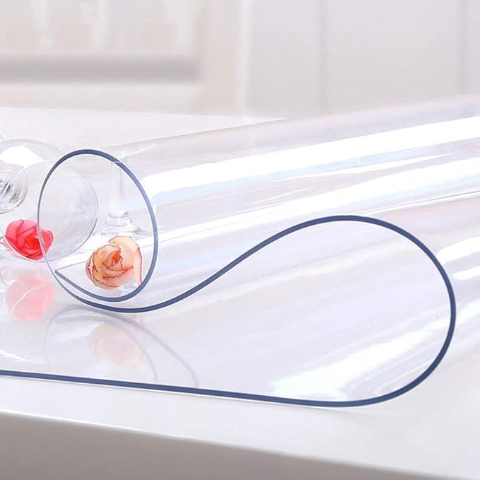 NECAUX Custom 36 x 75 Inch Clear Table Cover Protector, 1.5mm Thick Wood Grain Transparent Tablecloth Plastic Protective Desk Pad for Dining Table, Meeting Table, Trainning Table, Conference Table