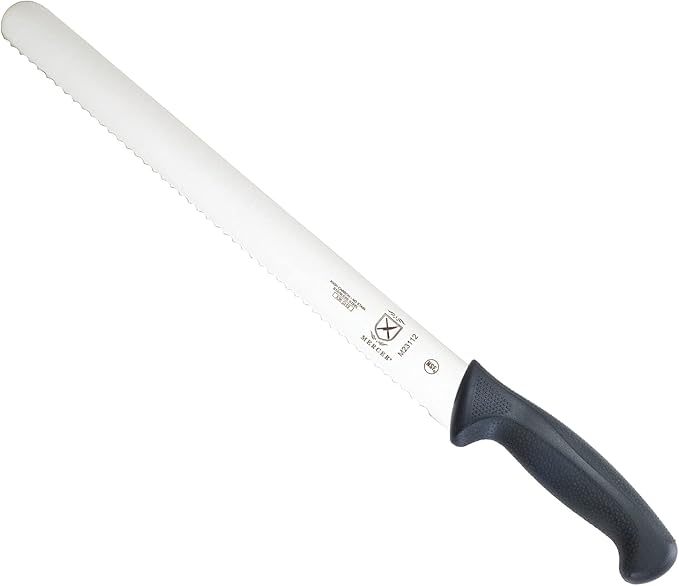 Mercer Culinary M23112 Millennia Black Handle, 12-Inch Wavy Edge, Slicer