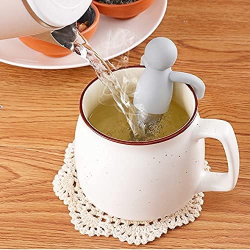 Leden Tea Infuser for Loose Leaf Tea Cute Tea Strainer Ball Stainless Steel Extra Fine Mesh Tea Steeper Filter for Cup Mug Silicone Handle Grey
