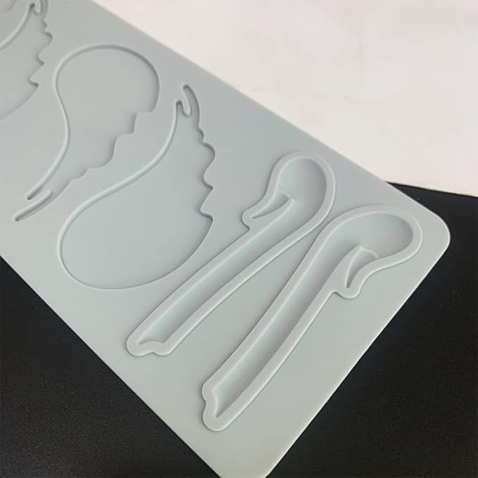 3D Hollow Leaf Fondant Lace Mold Multi Leaves Flower Candy Mold Chocolate Sugar Craft Cake Decoration Cupcake Top (K Swan_8.92 * 3.52 * 0.12inch)