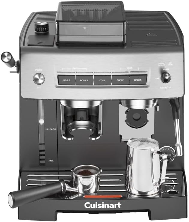 Cuisinart Espresso Bar Grind & Brew Espresso Machine, 16 Grind Settings from Fine to Coarse, Makes Hot or Cold Cafe-Quality Beverages at Home Including Cappuccino, Lattes and Cold Coffee, EM-640