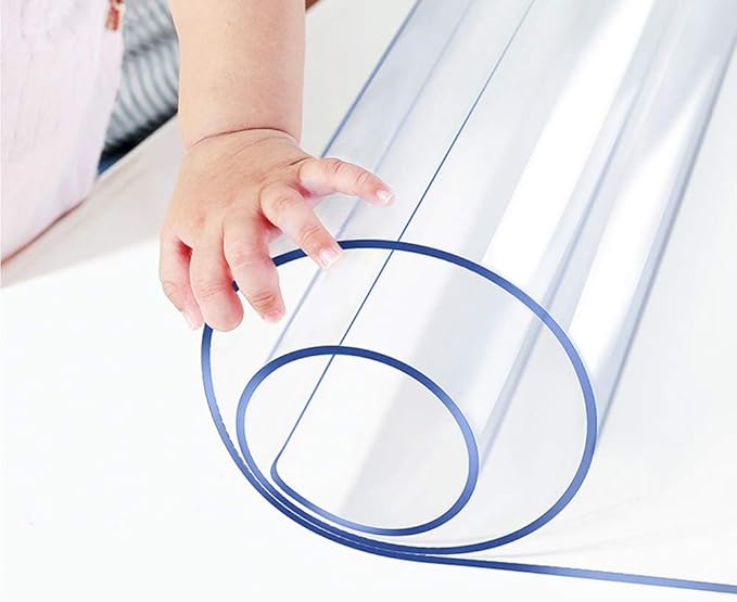 Wadrac Multisize PVC Clear Table Cover Protector-1.5mm Thick 40x94 inch Non-Slip Heavy Duty Heat Resistant Plastic Table Cloths Desk Pad for Dining Room Living Room Coffee Table Play Game Table