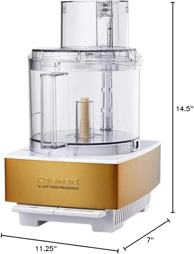 Cuisinart Food Processor 14-Cup Vegetable Chopper for Mincing, Dicing, Shredding, Puree & Kneading Dough, White/Gold Stainless Steel, DFP-14WGY