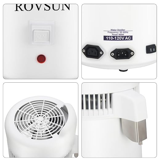 ROVSUN【Upgraded】1.1 Gallon/4L Water Distiller w/Flame-Retardant Material, BPA-Free Container & Stainless Steel Interior for Home, Distilled Water Machine Countertop, Distilling Pure Water Maker, 750W