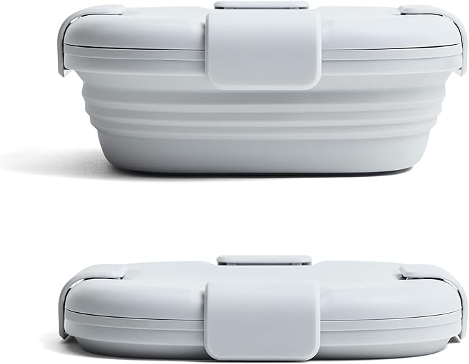 STOJO Collapsible Sandwich Box – 24oz, Reusable Food Storage Container, Silicone Bowl for Hot/Cold Food – Meal Prep, Lunch, Camping, Hiking – Dishwasher Safe (Set of 1, Cashmere)