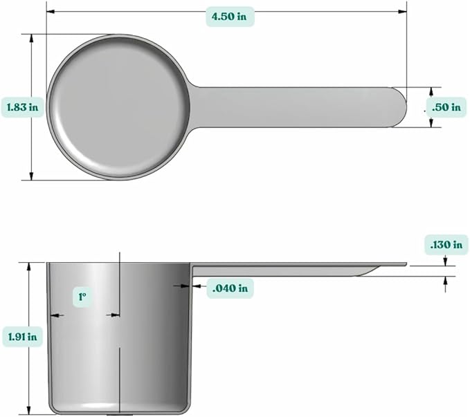 70 mL (2.37 Oz. | 4.73 Tablespoon) Long Handle Scoop for Measuring Coffee, Pet Food, Grains, Protein, Spices and Other Dry Goods (Pack of 10)