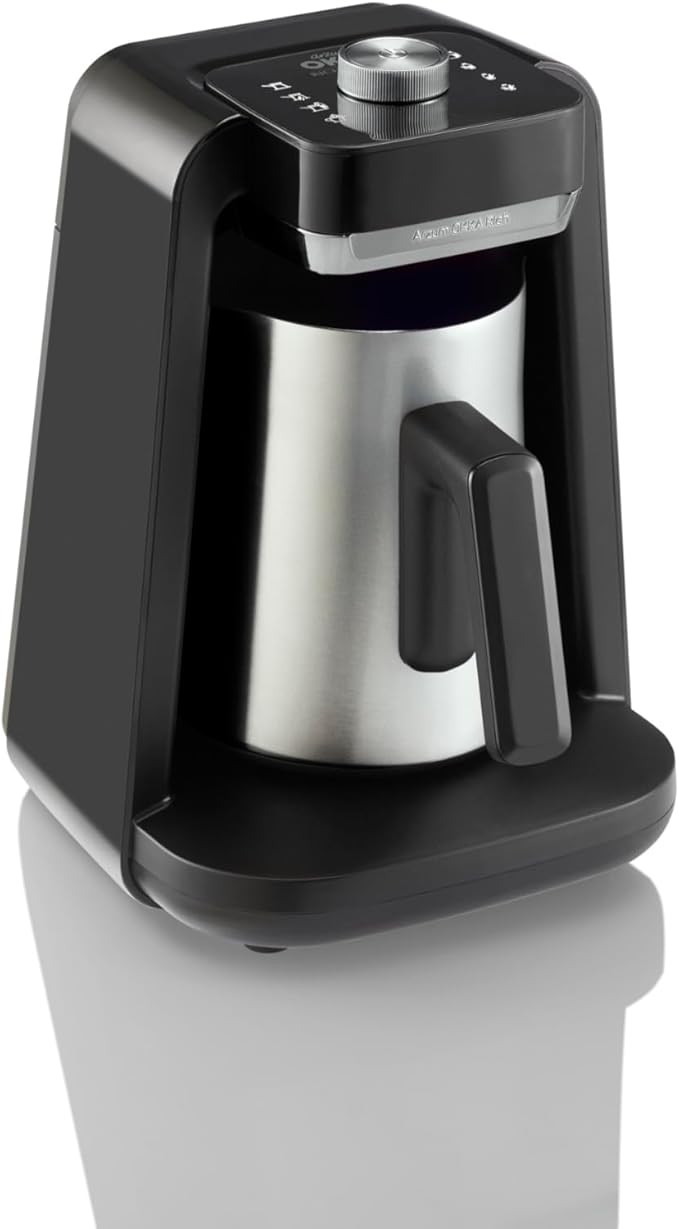 Arzum Okka Rich Spin Pro Turkish Coffee and Hot Beverage Maker, Velvetiser, Milk Frother, 120V, 5 Cups, Stainless Steel Cooking Pot, Chrome