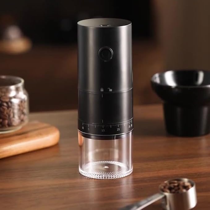 Portable Electric Burr Coffee Grinder with 38 Adjustable Grind Settings - USB Rechargeable Ceramic Core Conical Burr, Coffee Bean Grinder for Espresso, French Press, Travel, Camping, Home & Office Use