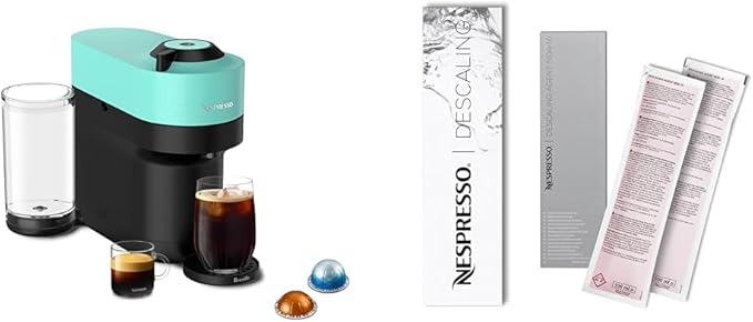 Nespresso Vertuo Pop+ Coffee and Espresso Maker by Breville, Aqua Mint Descaling Kit