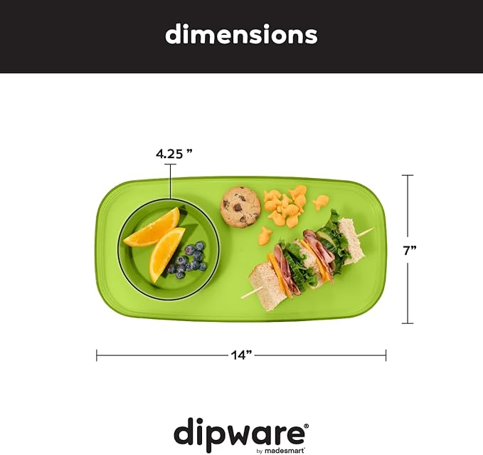 madesmart dipware Small Serving Plate, Collapsible & Removable Dip Bowl for Salsa, Queso, Sald, Olives, Premium Dishwasher & Microwave Safe, Multipurpose Plate & Bowl, Lime