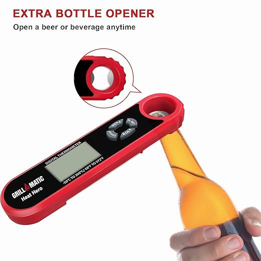 Heat Hero Digital Instant Read Meat Thermometer for Cooking and Baking with Backlight, Hold Function & Magnet for Kitchen, Beef, Grill, BBQ, Candy and Turkey