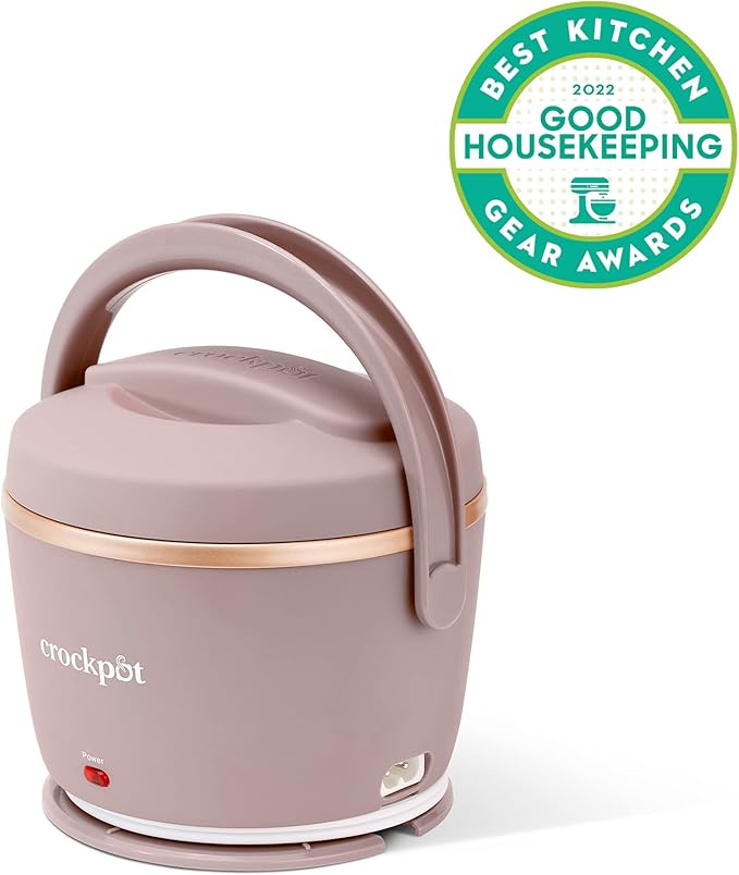 Crock-Pot 20-Ounce Electric Lunch Box, Portable Food Warmer, Blush Pink | Perfect for Travel, Car, On-the-Go | Spill-Free, Dishwasher-Safe