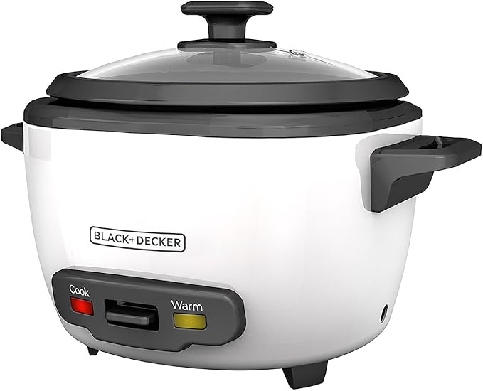 Black+Decker 2-in-1 Rice Cooker and Food Steamer, 16 Cup (7 Cup Uncooked), White, RC516C