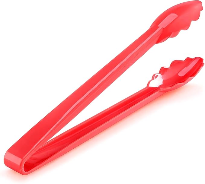 New Star Foodservice 35544 Utility Tong, High Heat Plastic, Scalloped, 12 inch, Set of 12, Red