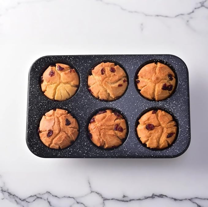 Stainless Steel Popover Pans - 6-Cavity Non-Stick Tray Mold for Baking, Jumbo Size for Premium Homemade Cupcakes, Muffins, Cheesecakes, Breads - Professional Grade for Bakery Kitchen Oven