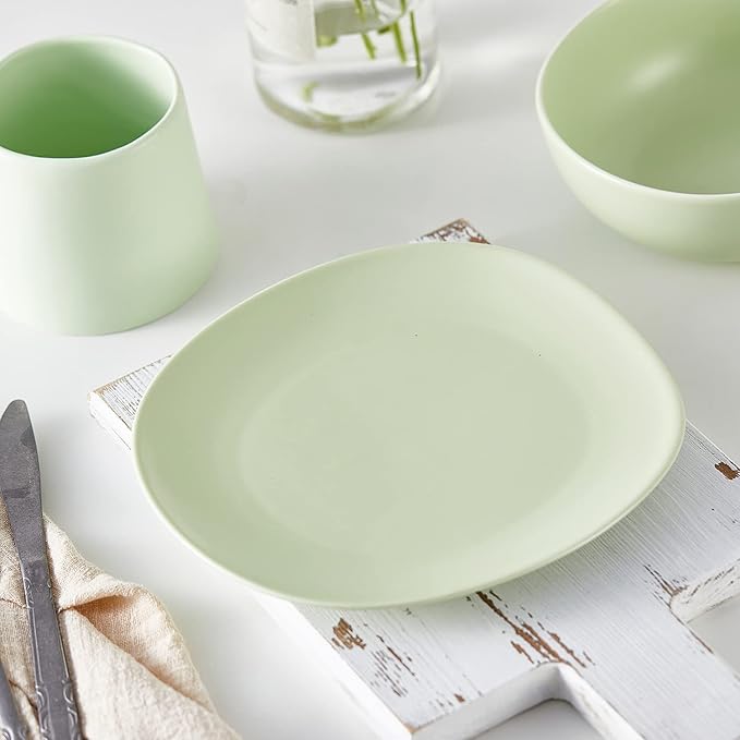 Stone lain Delilah Salad Plate 6-Piece Dish Set, Porcelain, Lime Green