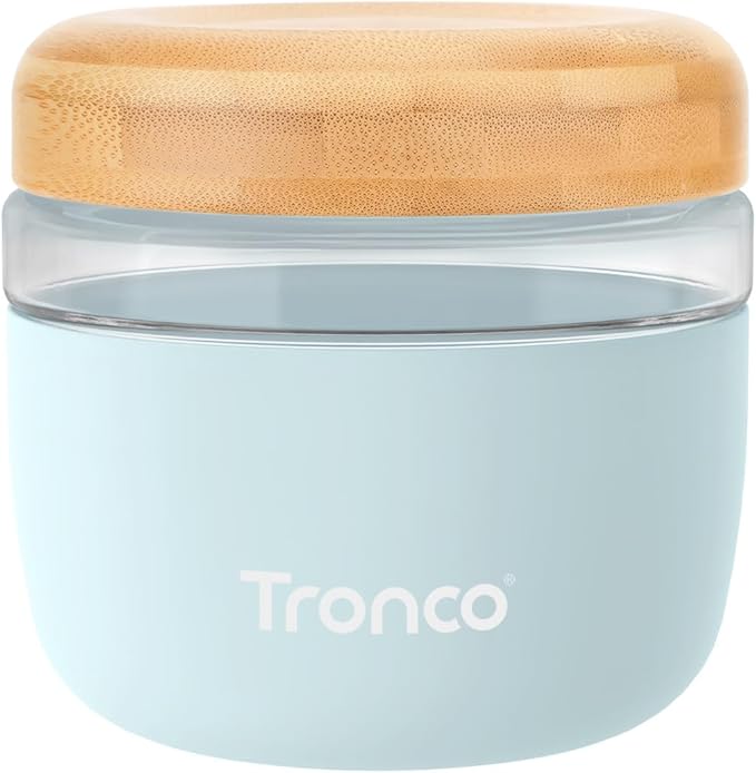 Tronco 24 oz Glass Container with Bamboo Lids, Food Storage Bowls for Soup, Stew & Overnight Oats, Meal Prep, Glass Lunch Bowl Container 100% Leak & Spill Proof, Airtight, BPA-Free- Ideal Gifts
