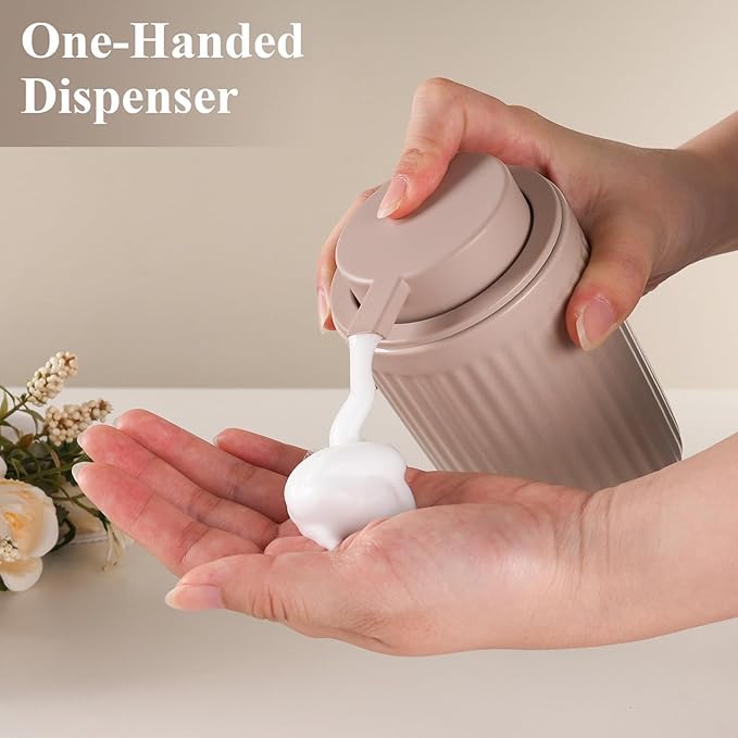 BosilunLife Foam Hand Soap Dispenser - Ceramic Foaming Soap Dispenser for Bathroom 12oz Refillable Liquid Lotion Soap Dispenser with Rust-Proof Foaming Pump for Countertop
