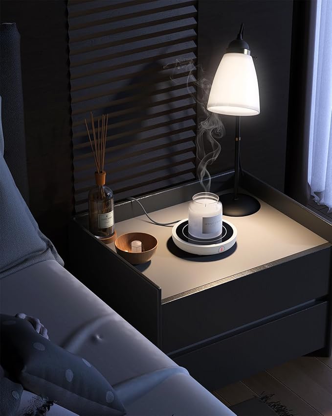 SWEETFULL Coffee Mug Warmer, 36W Electric Coffee Cup Warmer for Desk with 3-Temp Settings Advanced Temperature-Controlled Beverage Warmers Heating Plate for Coffee, Milk, Tea, Candle Wax - White