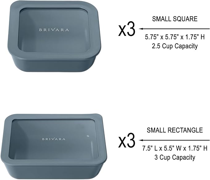Ceramic Coated Glass Food Storage Container | No PTFE, PFOA, PFAS, and BPA | Reusable Non Toxic Meal Prep Container with Glass Lid | Easy To Store | 6 Piece Food Prep [Dusk]