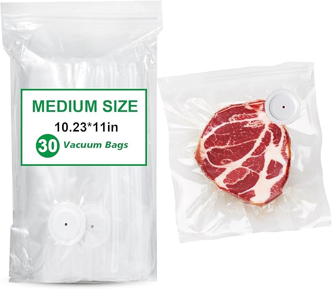 Reusable Vacuum Sealer Bags for Food Storage, 30 Pack BPA-Free (10.23 * 11 in), Freezer & Microwave Safe, Odor & Leak Resistant Vacuum Sealer Vacuum Bag