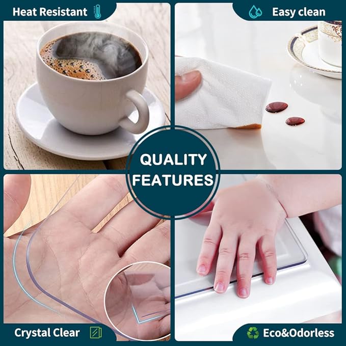 14x18 in Office Desk Blotter Mat Clear Plastic Table Protector Cover Pad PVC Transparent Topper Surface Proection Mat Pad Anti Scratch Table Mat Glass Dinner End Table Protector Waterproof Easy Clean